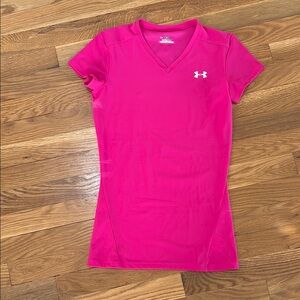 Under Armour Pink V-Neck Athletic Tee